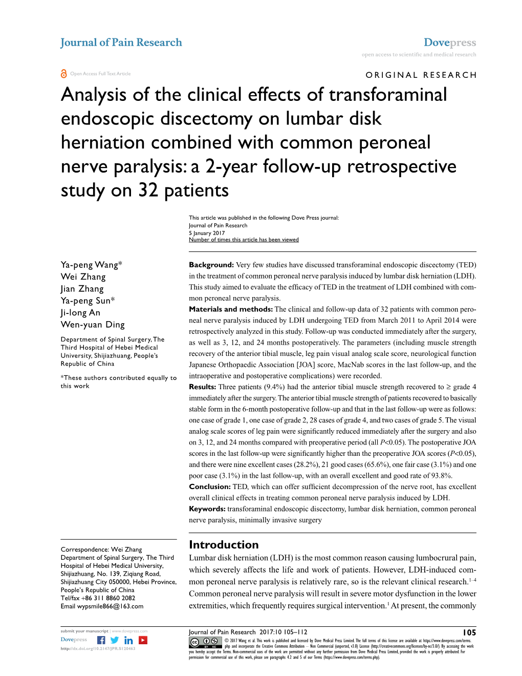 Analysis of the Clinical Effects of Transforaminal Endoscopic