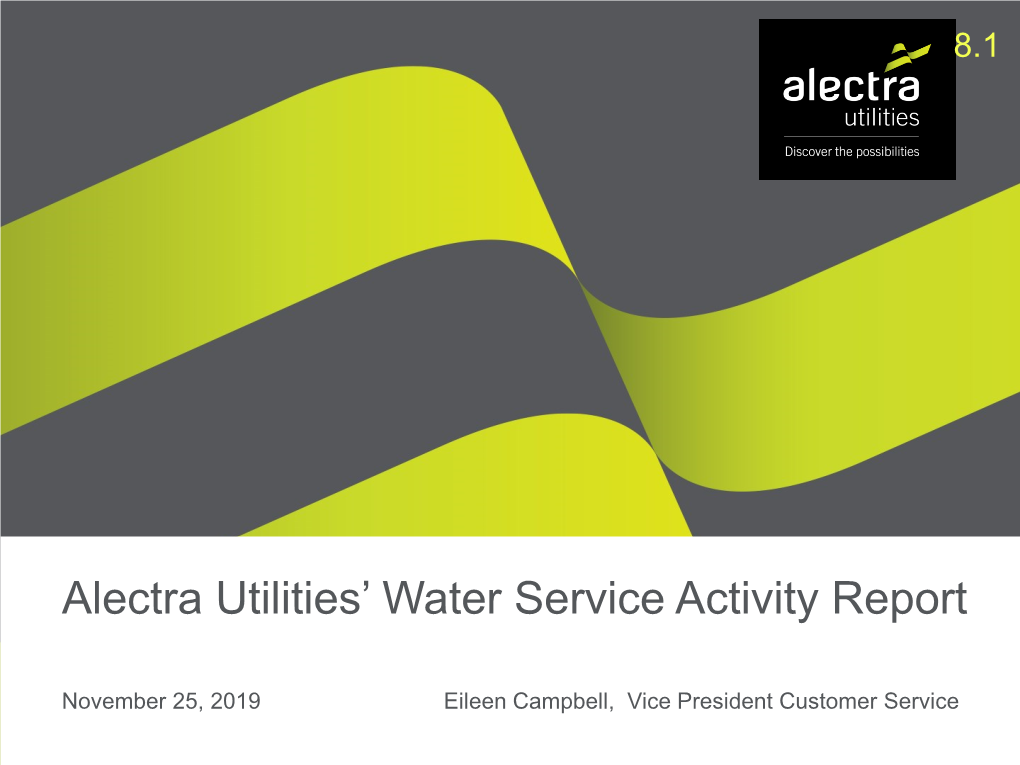 Alectra Utilities' Water Service Activity Report