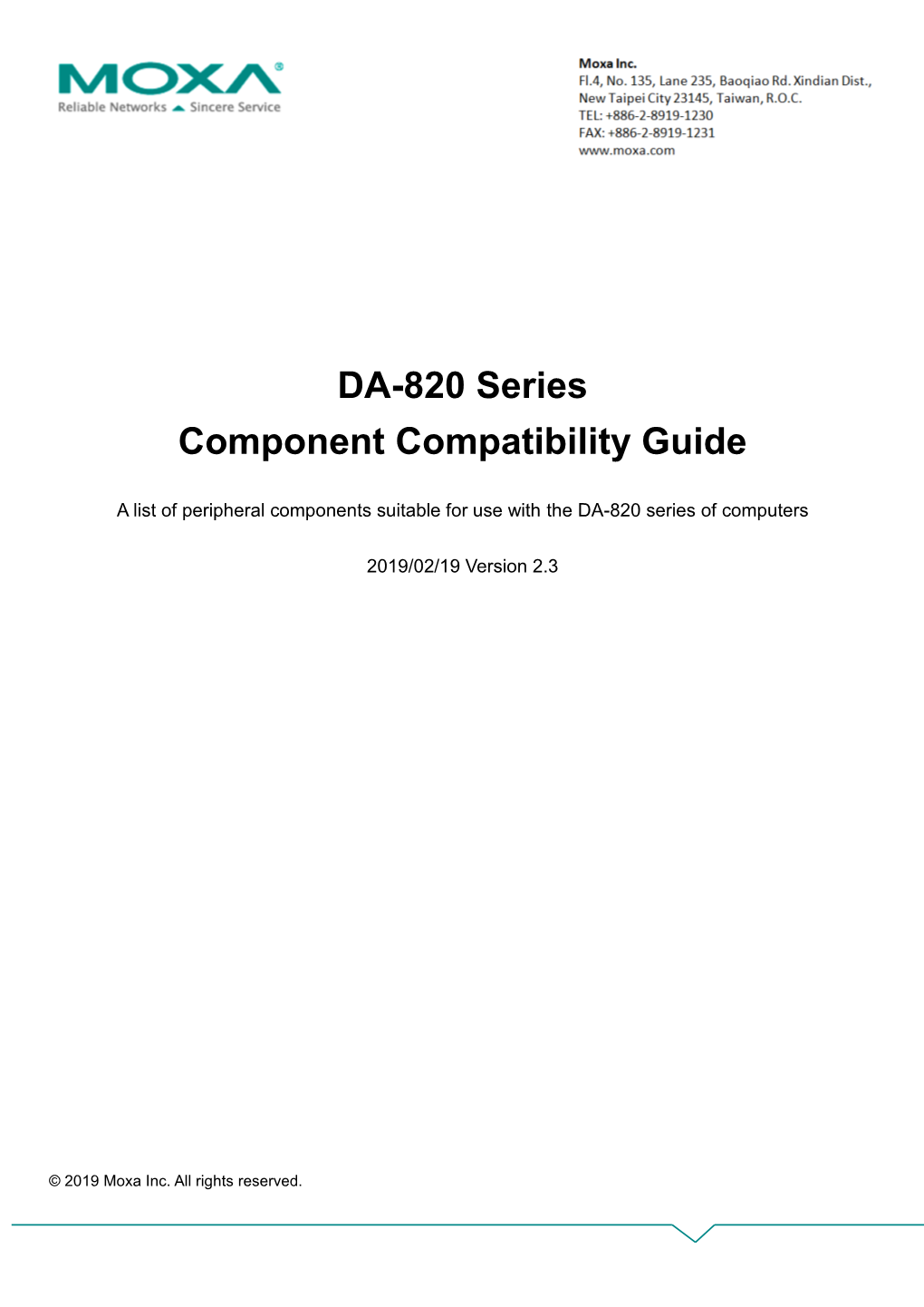 DA-820 Series Component Compatibility Guide