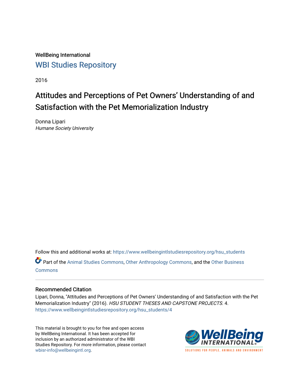 Attitudes and Perceptions of Pet Owners' Understanding of And