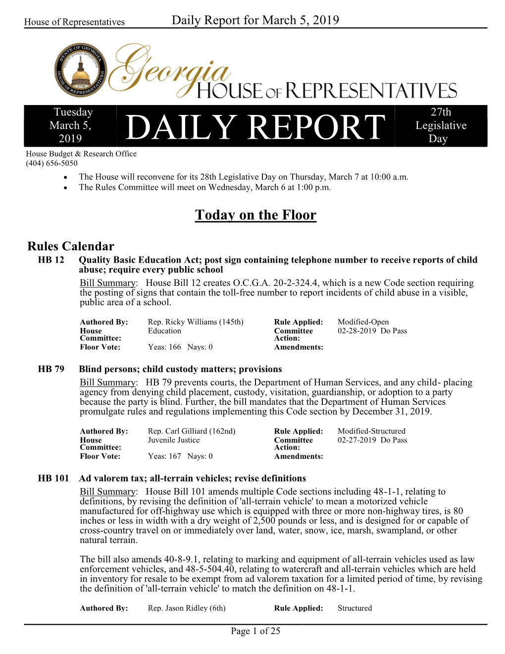 DAILY REPORT 27Th