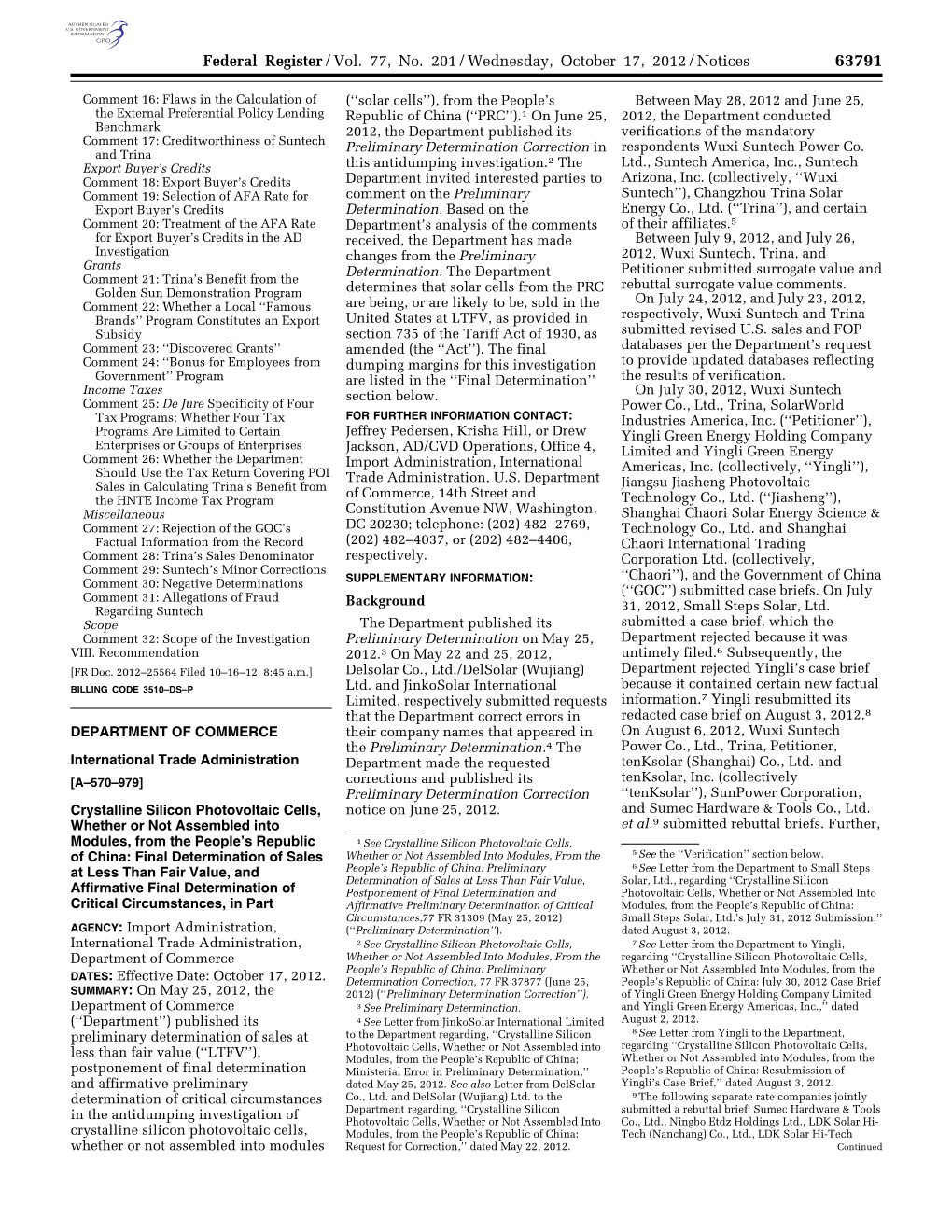 Federal Register/Vol. 77, No. 201/Wednesday, October 17, 2012