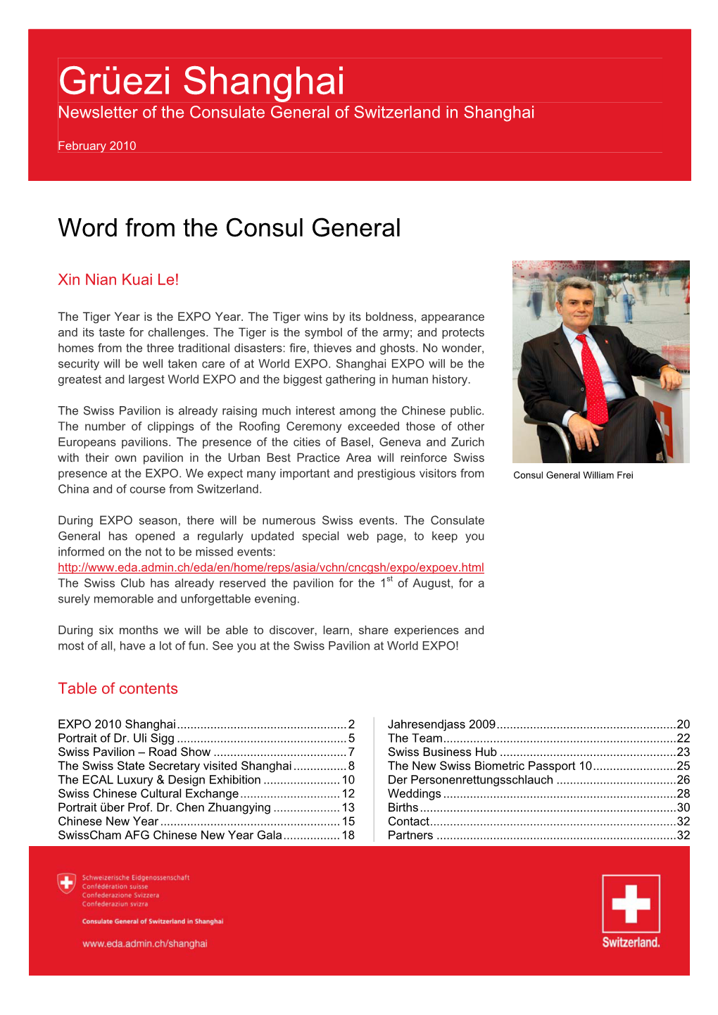 Newsletter of the Consulate General of Switzerland in Shanghai