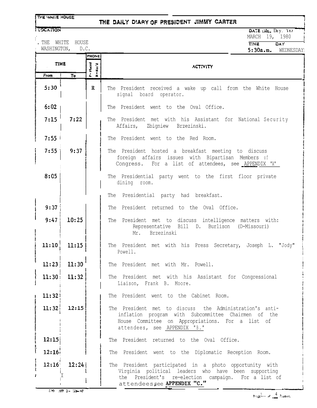 MARCH 19, 1980 I . the WHITE HOUSE Tpfle I WASHINGTON