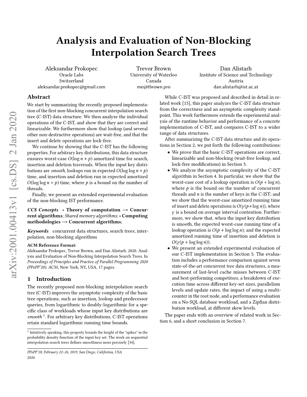 Analysis and Evaluation of Non-Blocking Interpolation Search Trees