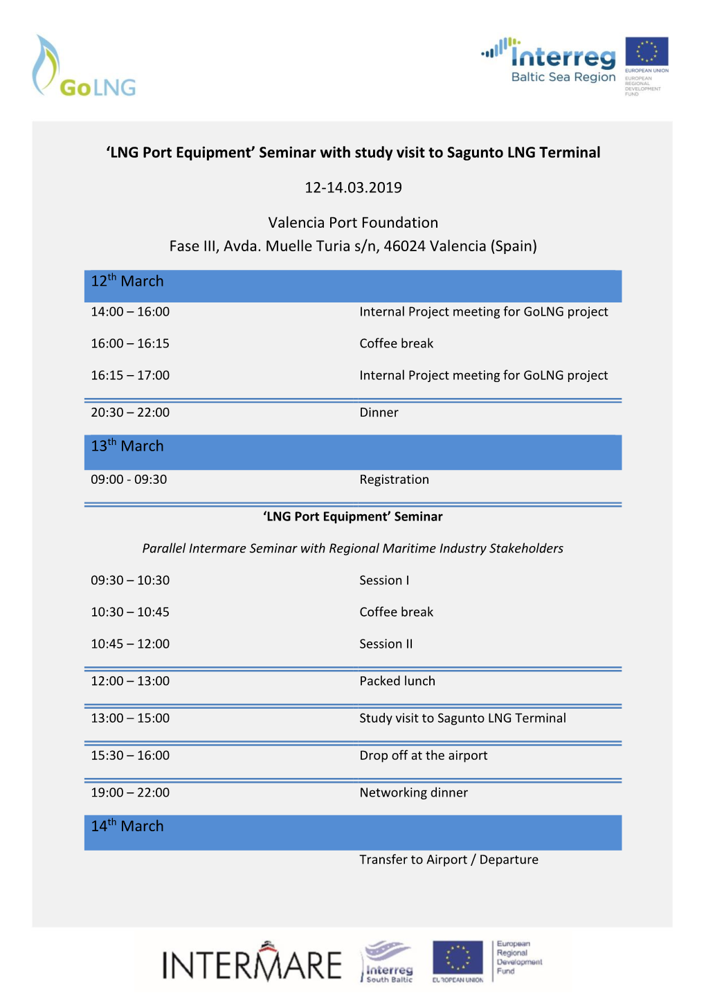 LNG Port Equipment’ Seminar with Study Visit to Sagunto LNG Terminal