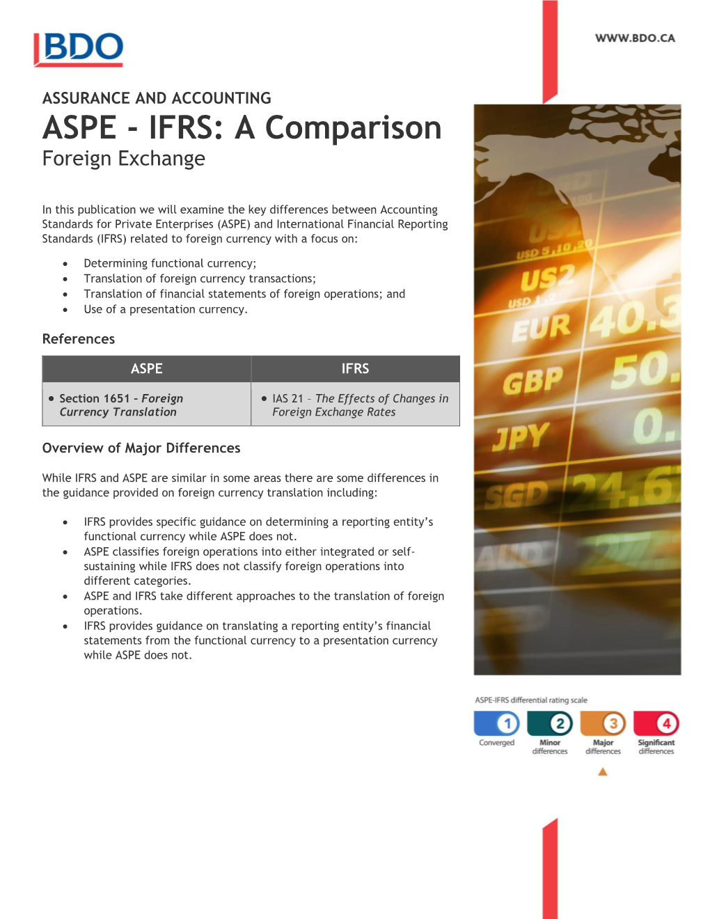 ASPE - IFRS: a Comparison Foreign Exchange