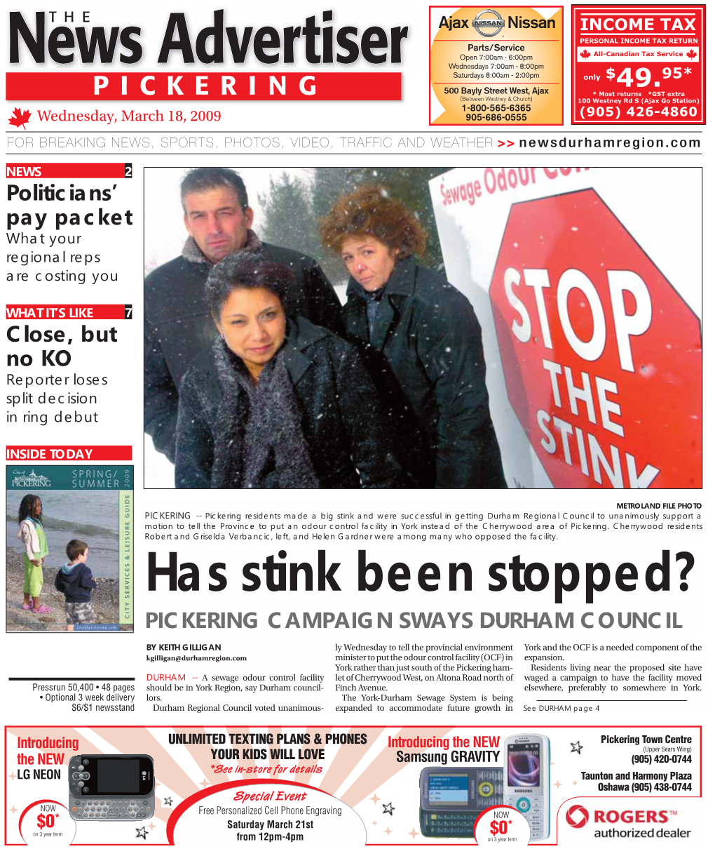 Has Stink Been Stopped? PICKERING CAMPAIGN SWAYS DURHAM COUNCIL