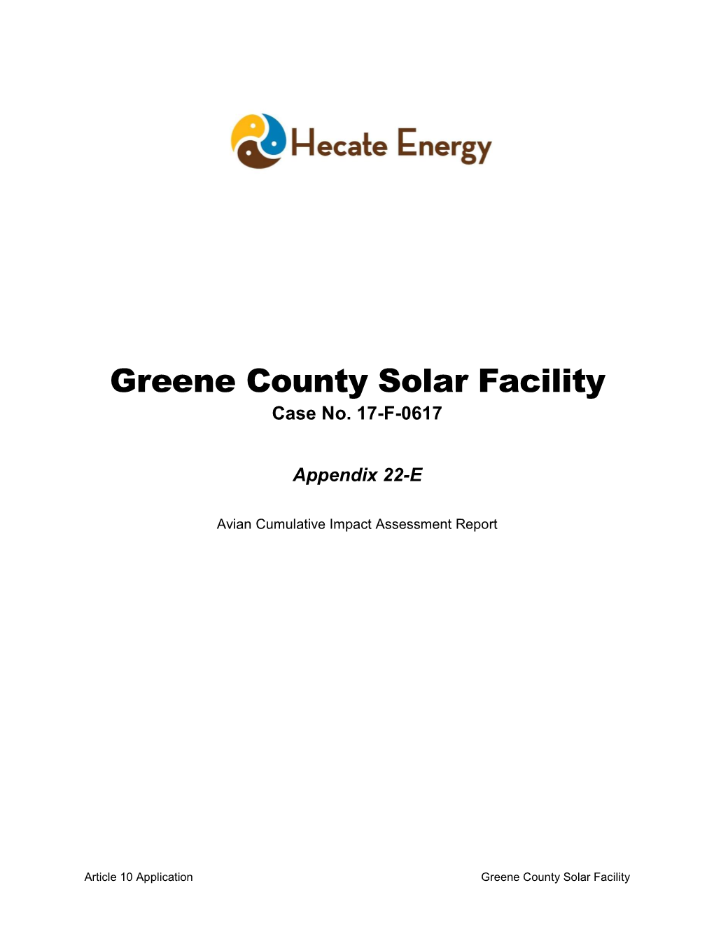 Greene County Solar Facility Case No