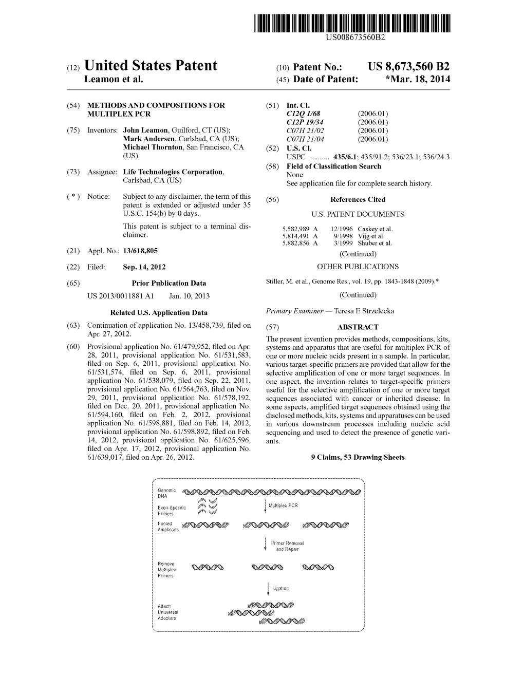 (12) United States Patent (10) Patent No.: US 8,673,560 B2 Leamon Et Al