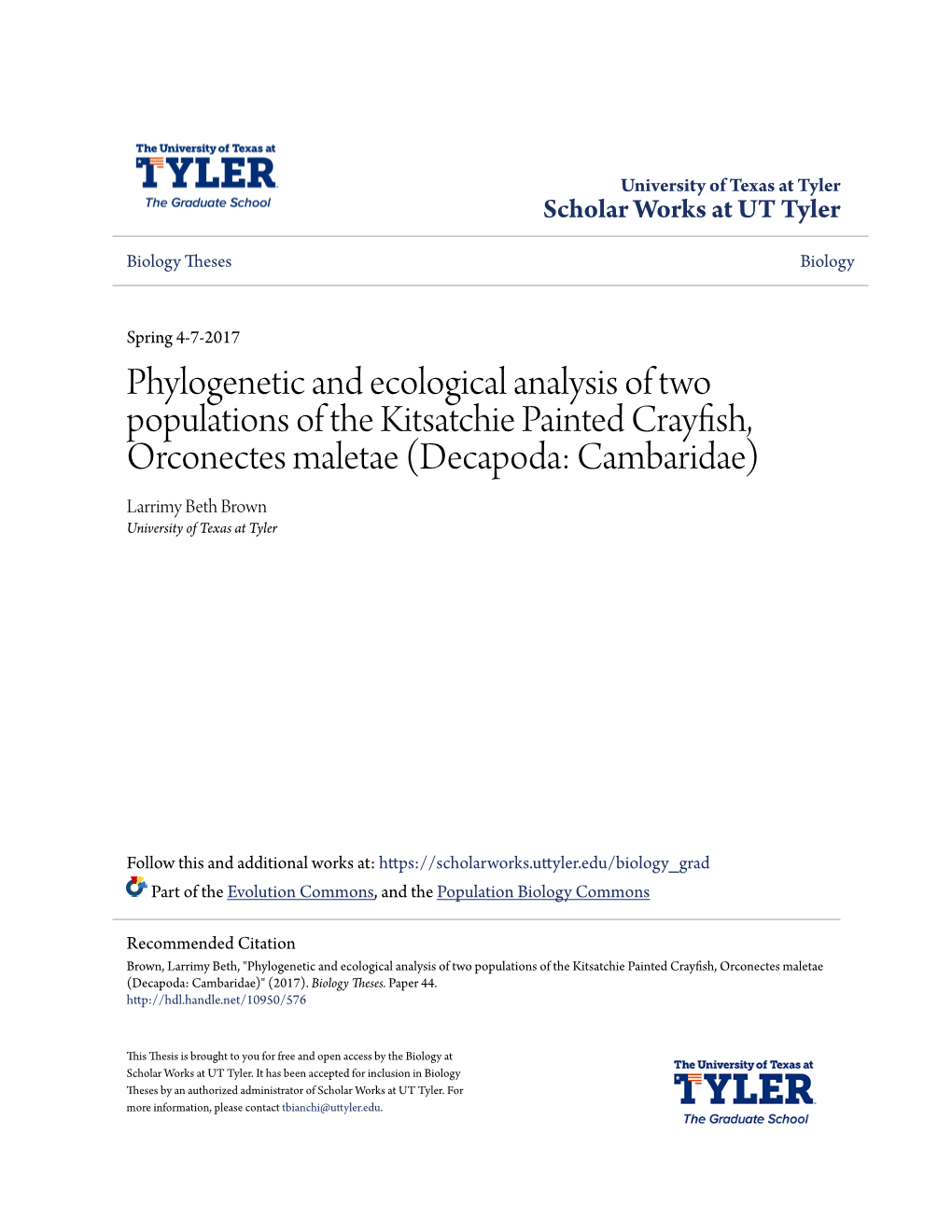 Phylogenetic and Ecological Analysis of Two