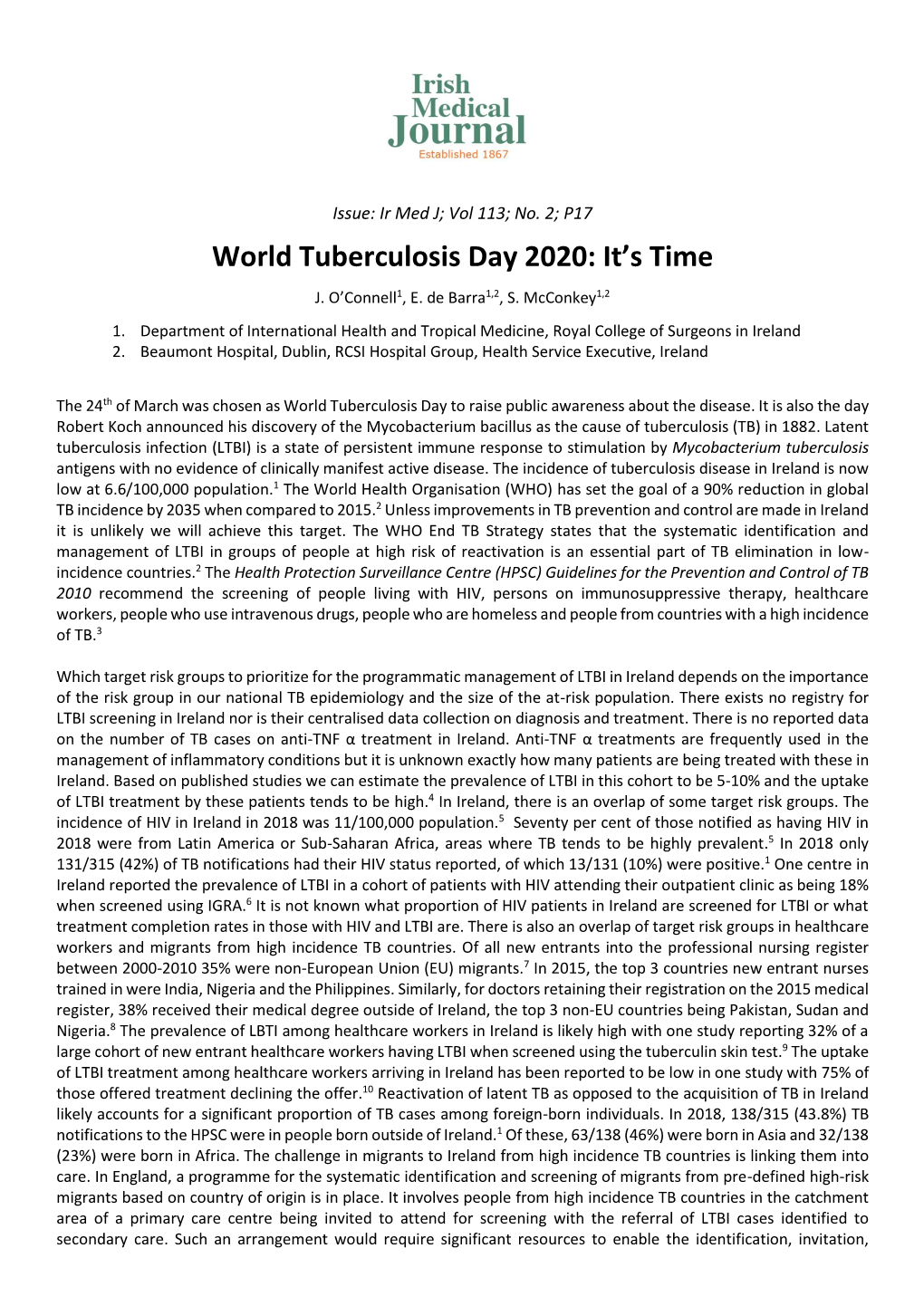 World Tuberculosis Day 2020: It's Time
