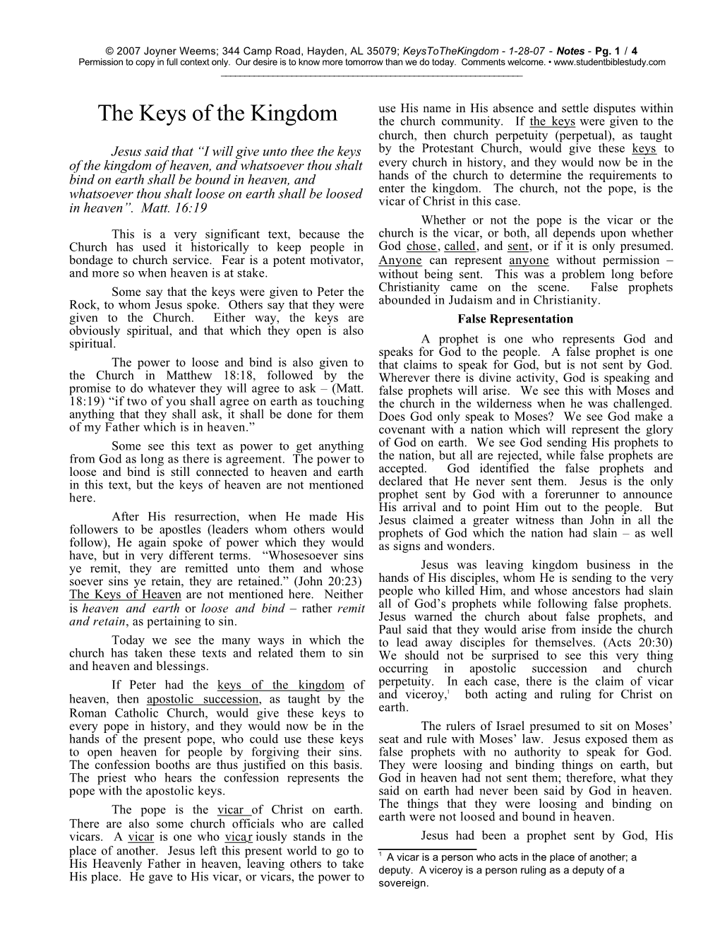 The Keys of the Kingdom the Church Community