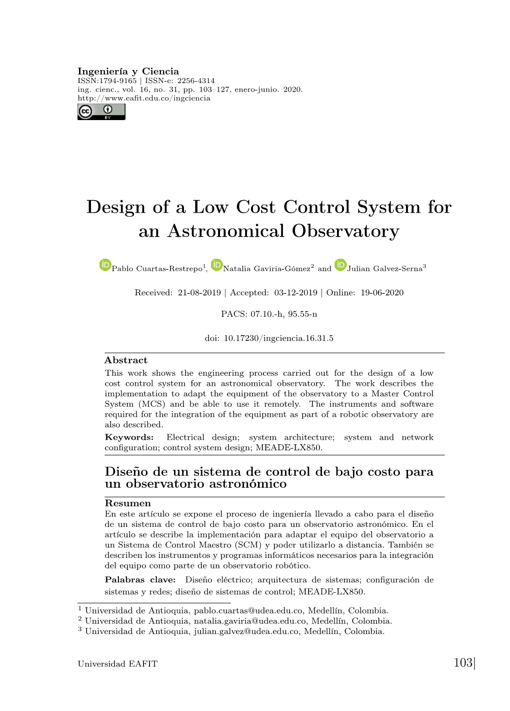 Design of a Low Cost Control System for an Astronomical Observatory
