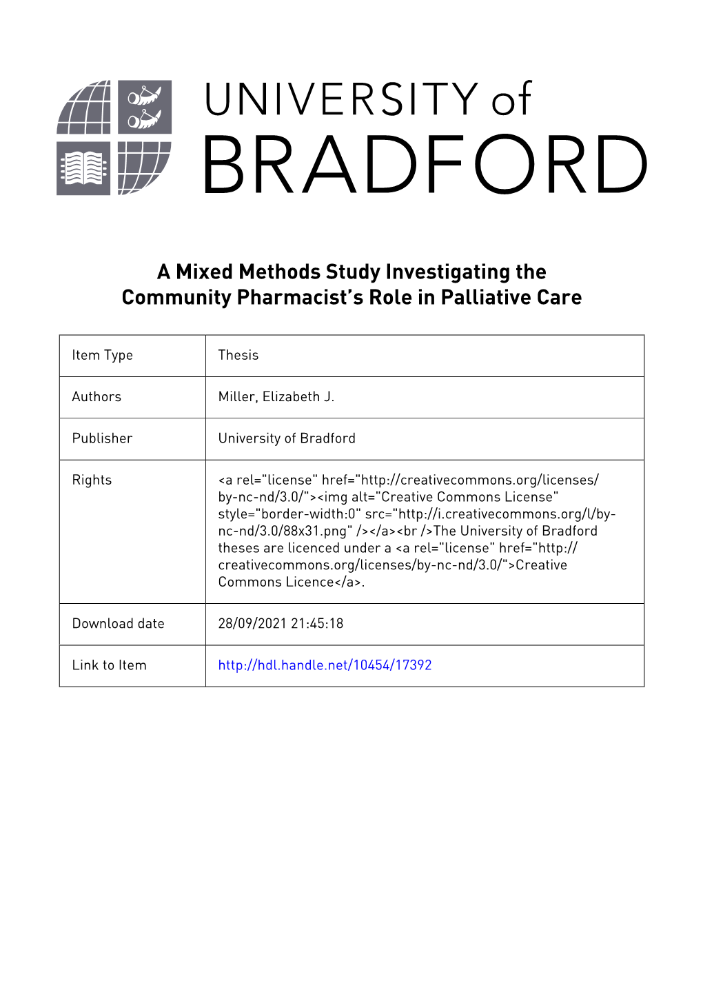 A Mixed Methods Study Investigating the Community Pharmacist’S Role in Palliative Care