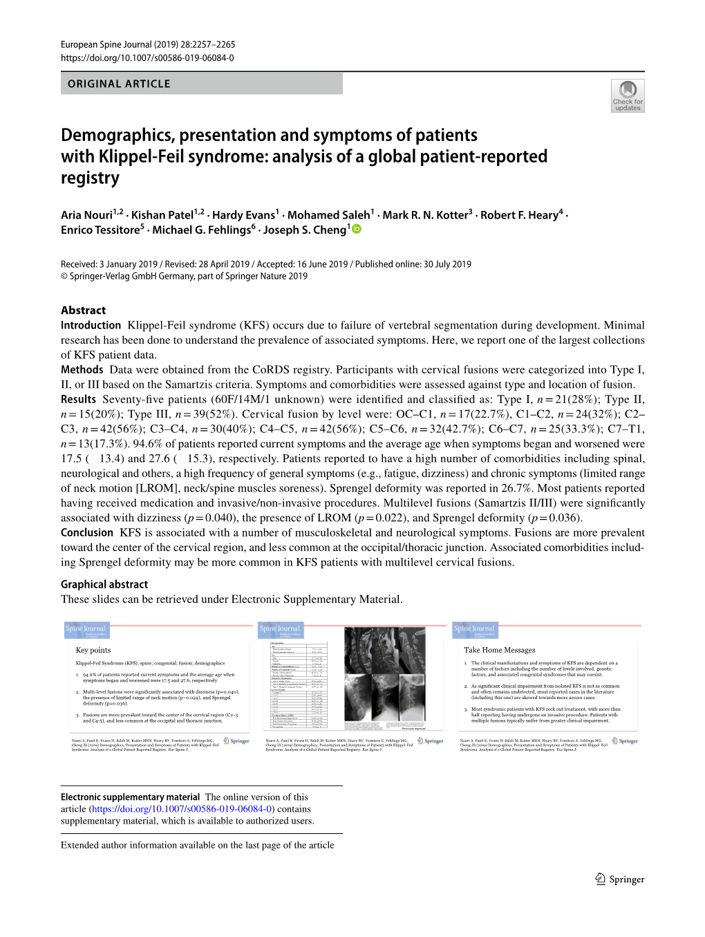 Demographics, Presentation and Symptoms of Patients with Klippel‑Feil Syndrome: Analysis of a Global Patient‑Reported Registry