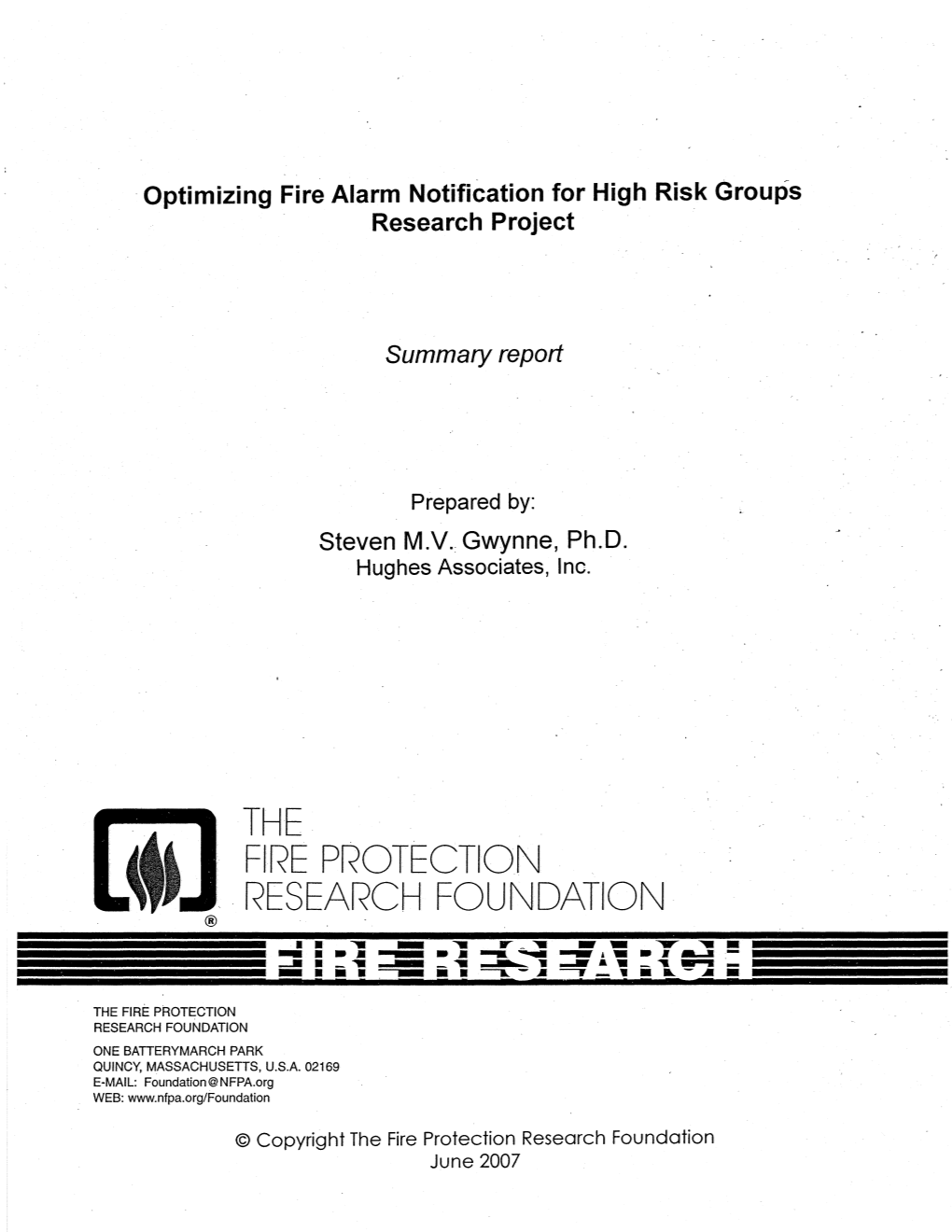 Optimizing Fire Alarm Notification for High Risk Groups Research Project