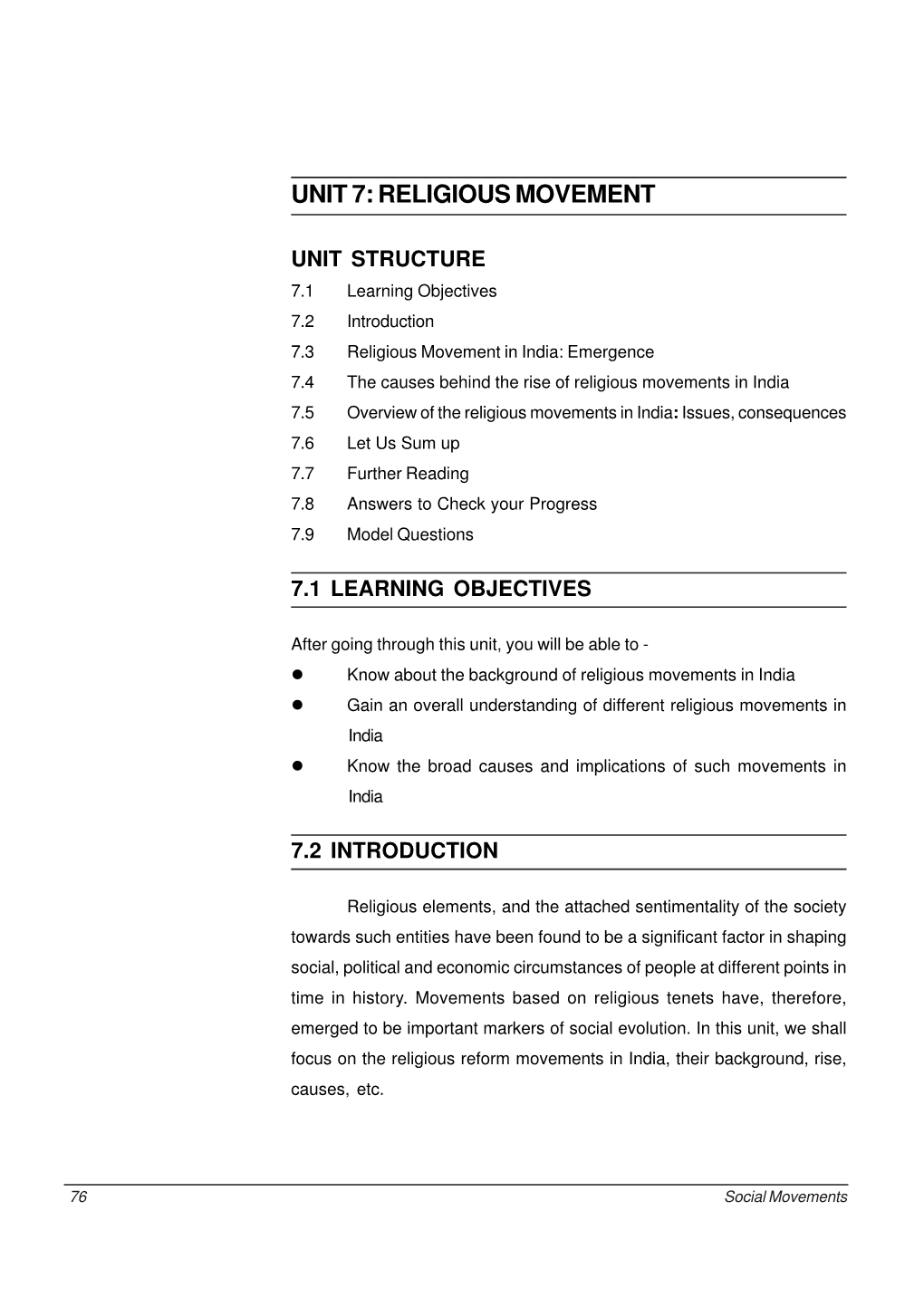 Unit 7: Religious Movement