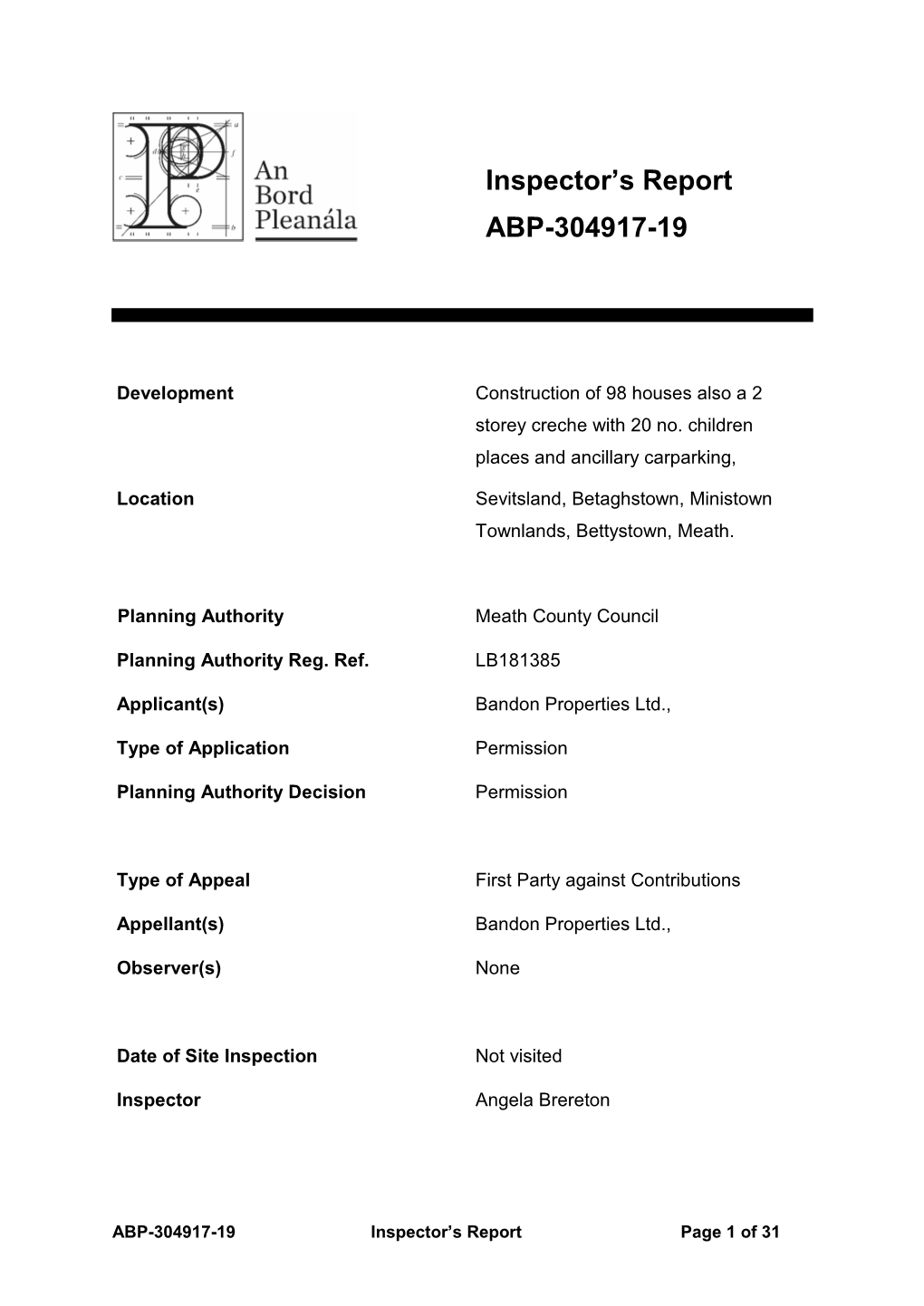 Inspector's Report ABP-304917-19