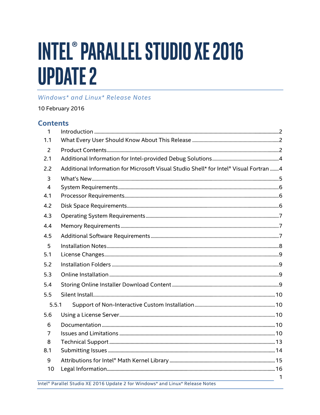 Intel® Parallel Studio Xe 2016 Update 2