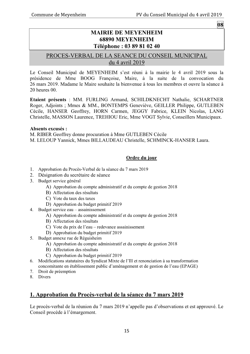 PV CONSEIL MUNICIPAL 4 Avril 2019