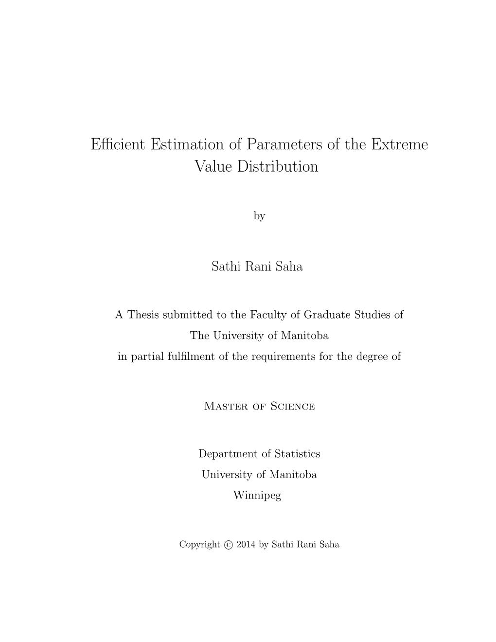 Efficient Estimation of Parameters of the Extreme Value Distribution