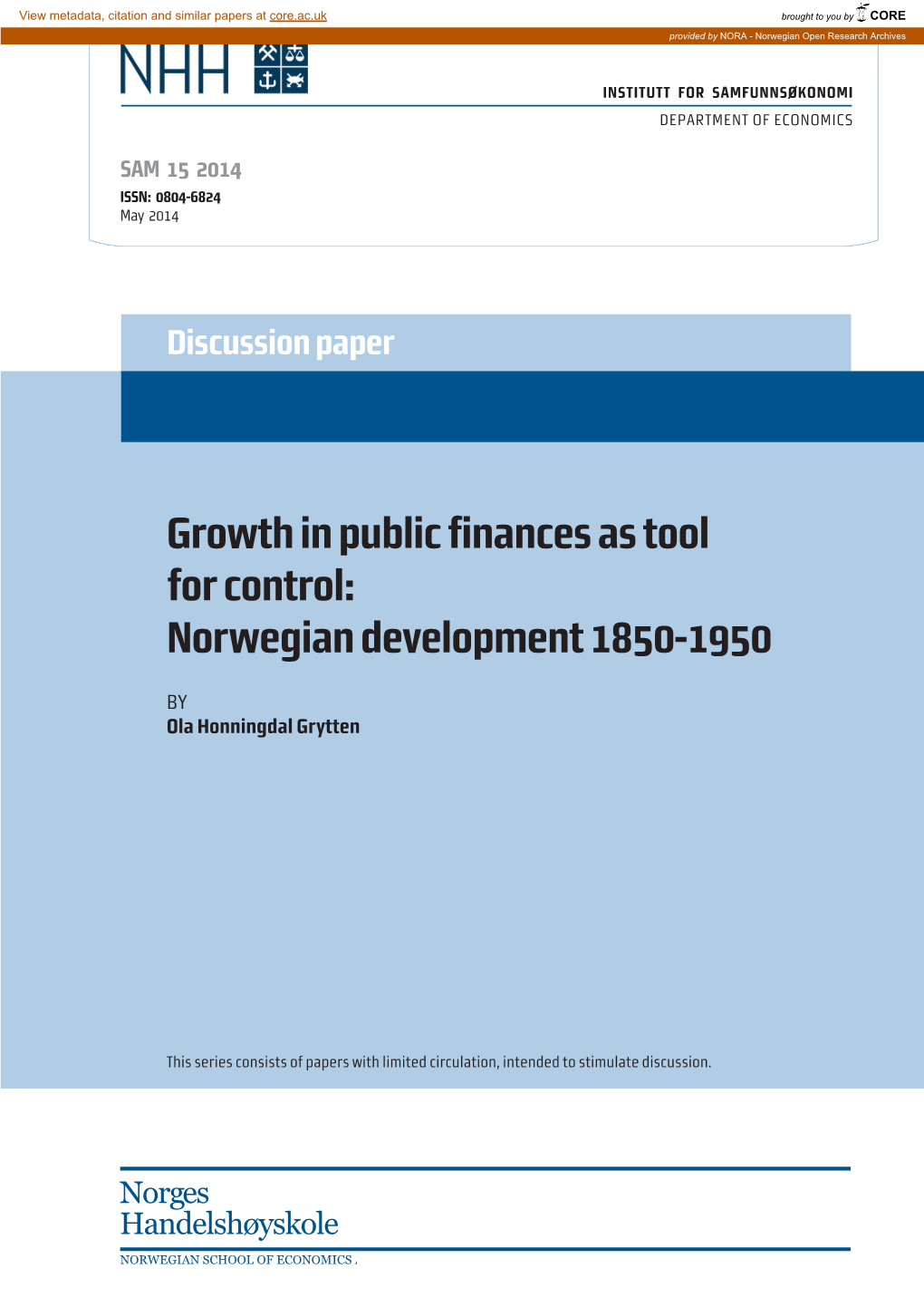 Norwegian Development 1850-1950