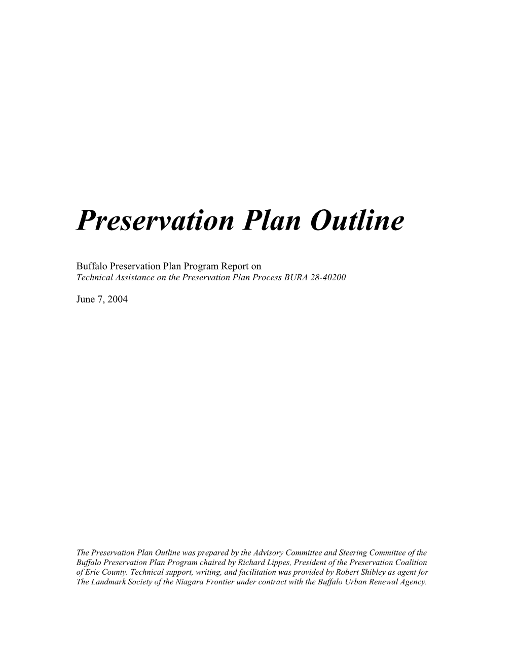 Preservation Plan Outline