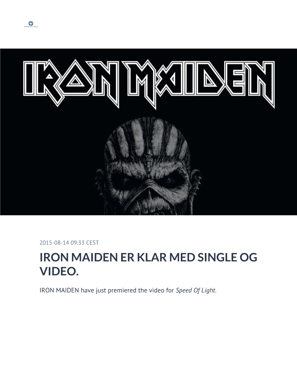 Iron Maiden Er Klar Med Single Og Video