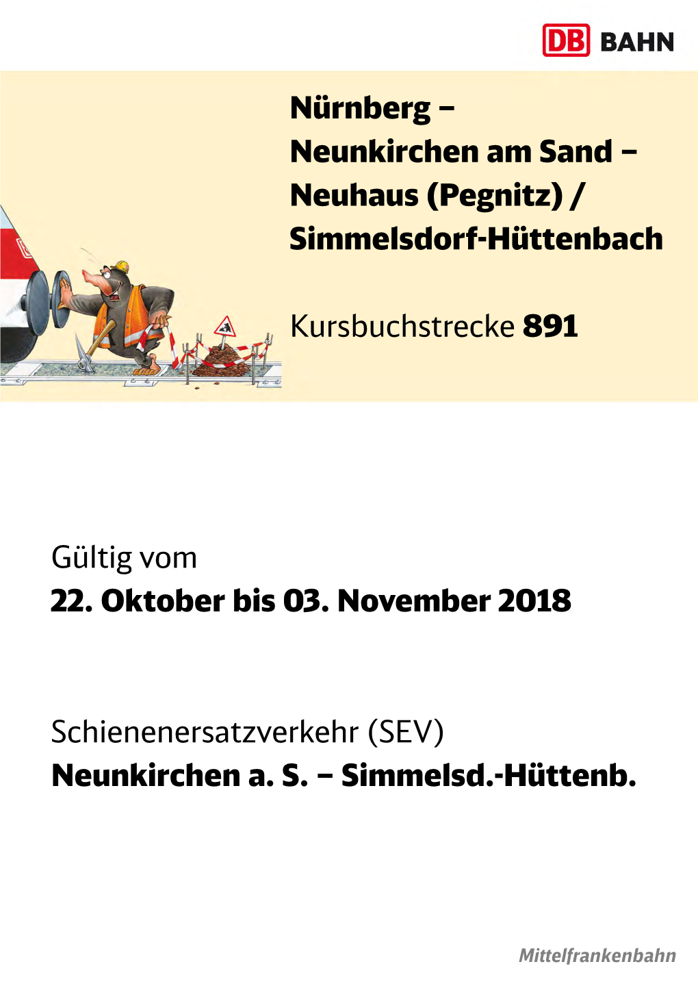 Fahrplan Nürnberg Hbf - Neuhaus/Simmelsdorf-Hüttenbach Gültig Vom 22