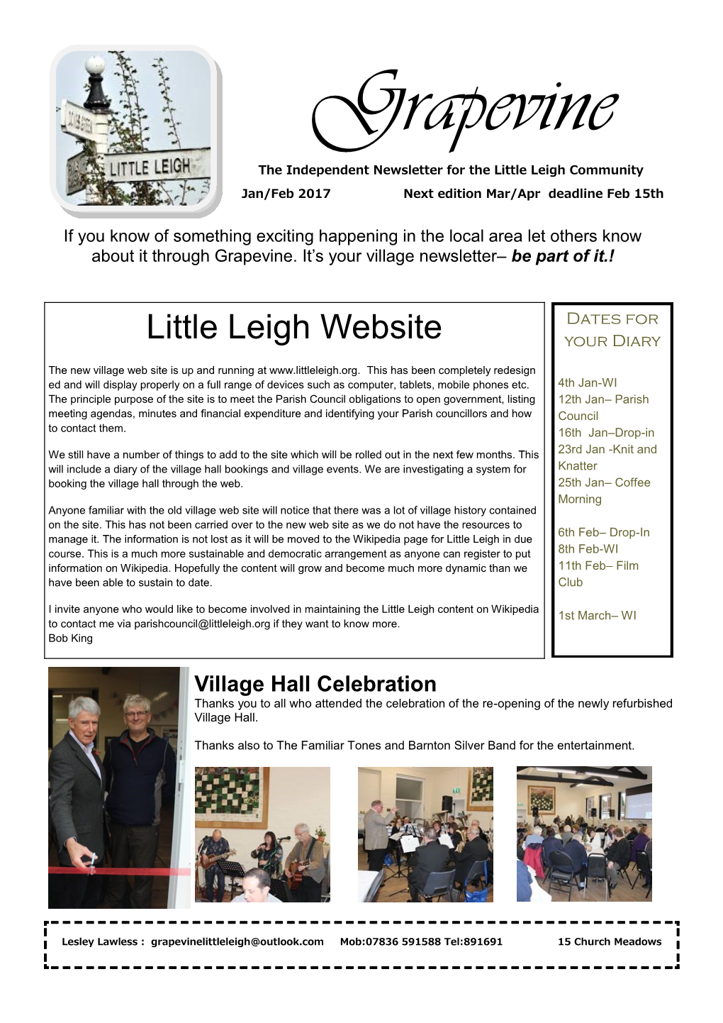 Little Leigh Website Your Diary