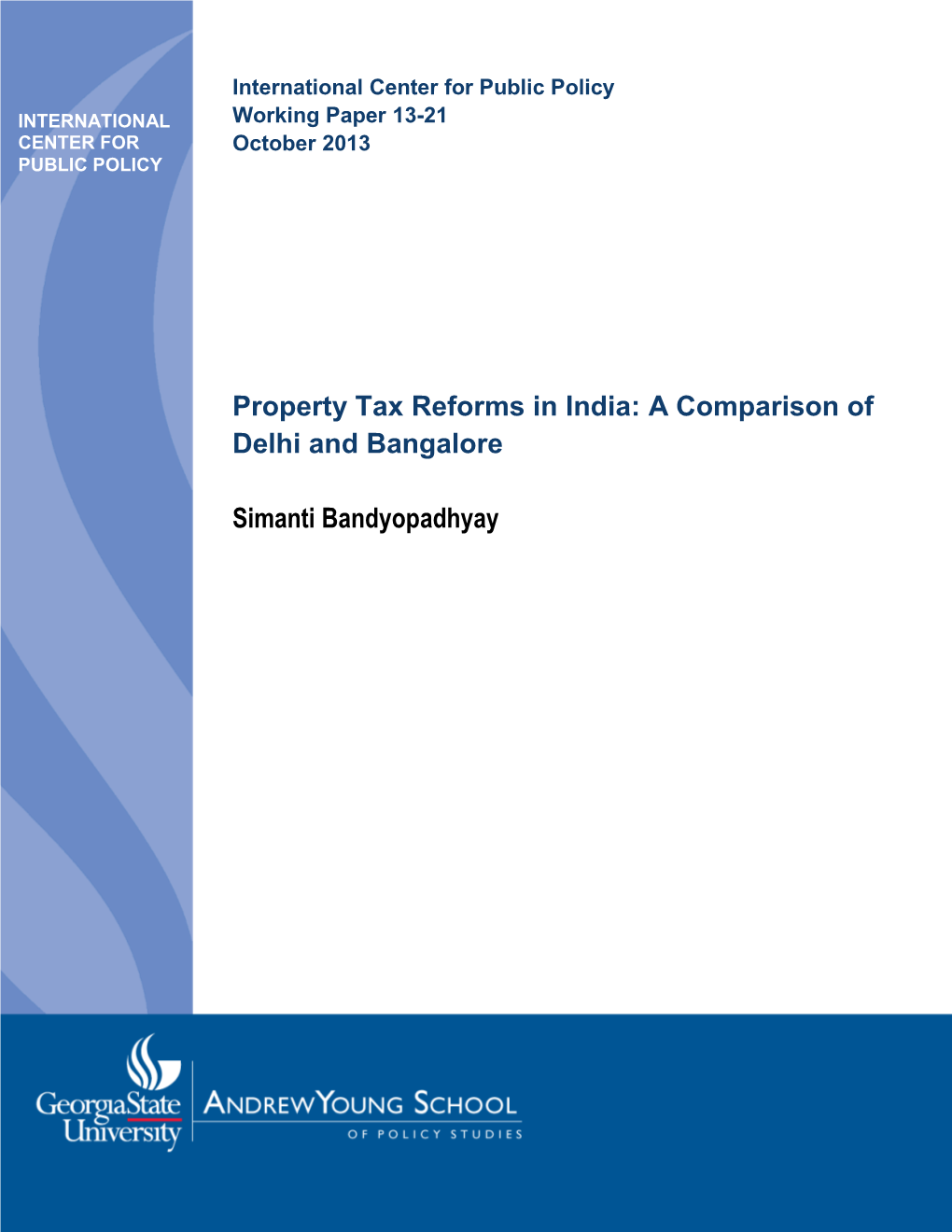 Property Tax Reforms in India: a Comparison of Delhi and Bangalore