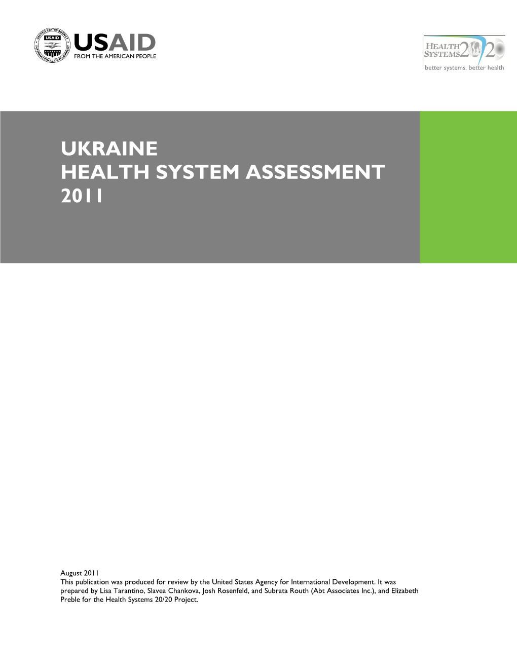 Ukraine Health System Assessment 2011