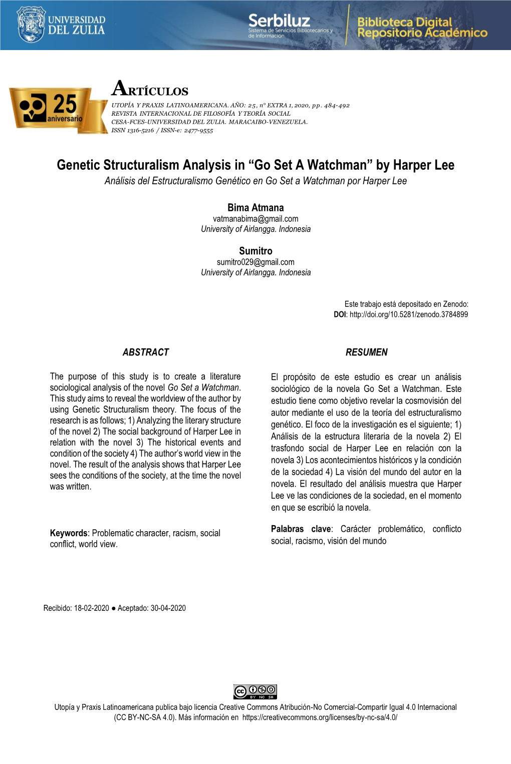 Genetic Structuralism Analysis in “Go Set a Watchman” by Harper Lee Análisis Del Estructuralismo Genético En Go Set a Watchman Por Harper Lee