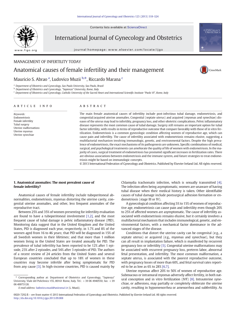 Anatomical Causes of Female Infertility and Their Management