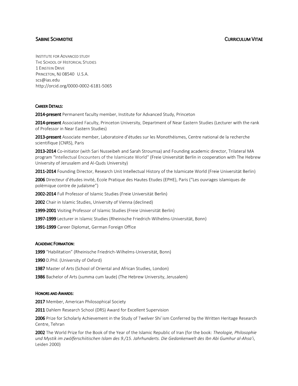 Sabine Schmidtke Curriculum Vitae