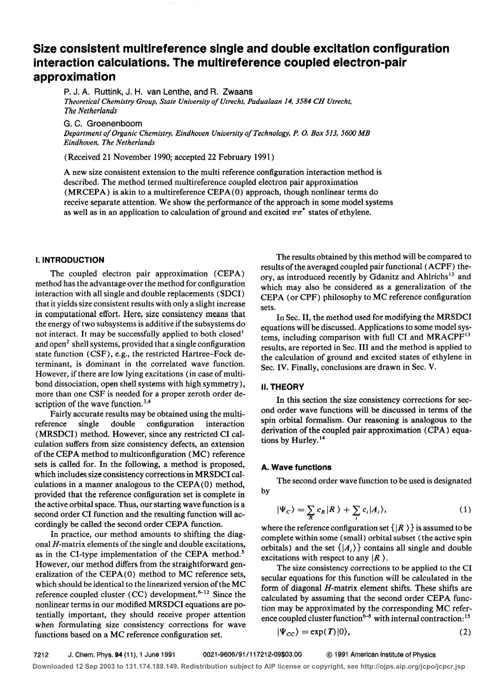 Size Consistent Multireference Single and Double Excitation Configuration Interaction Calculations. the Multireference Coupled Electron-Pair Approximation P