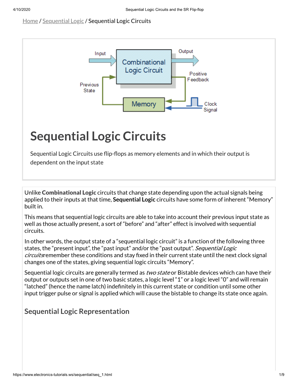 Sequential Logic Circuits and the SR Flip-Flop