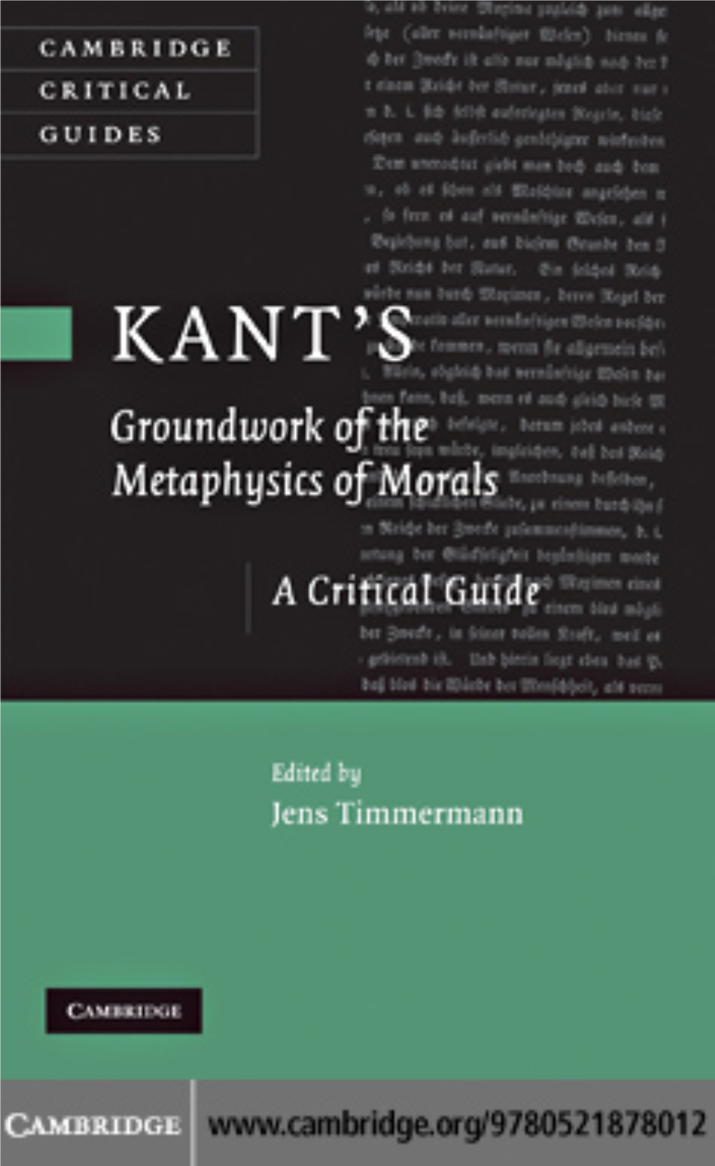 KANT's Groundwork of the Metaphysics Of