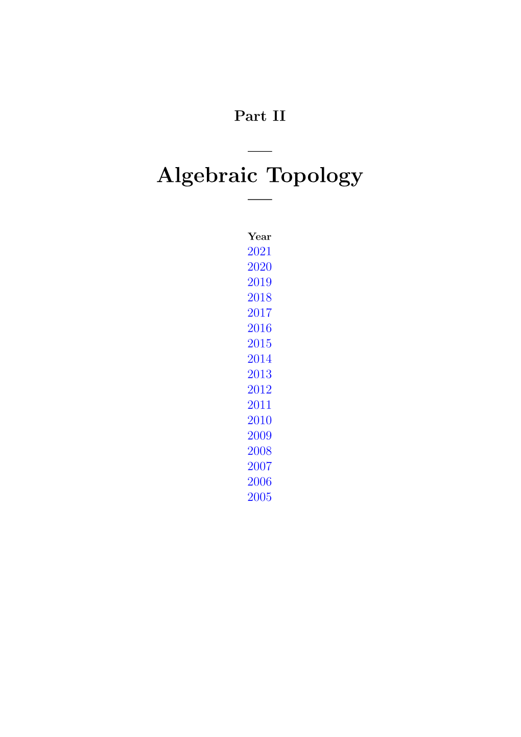 — Algebraic Topology —