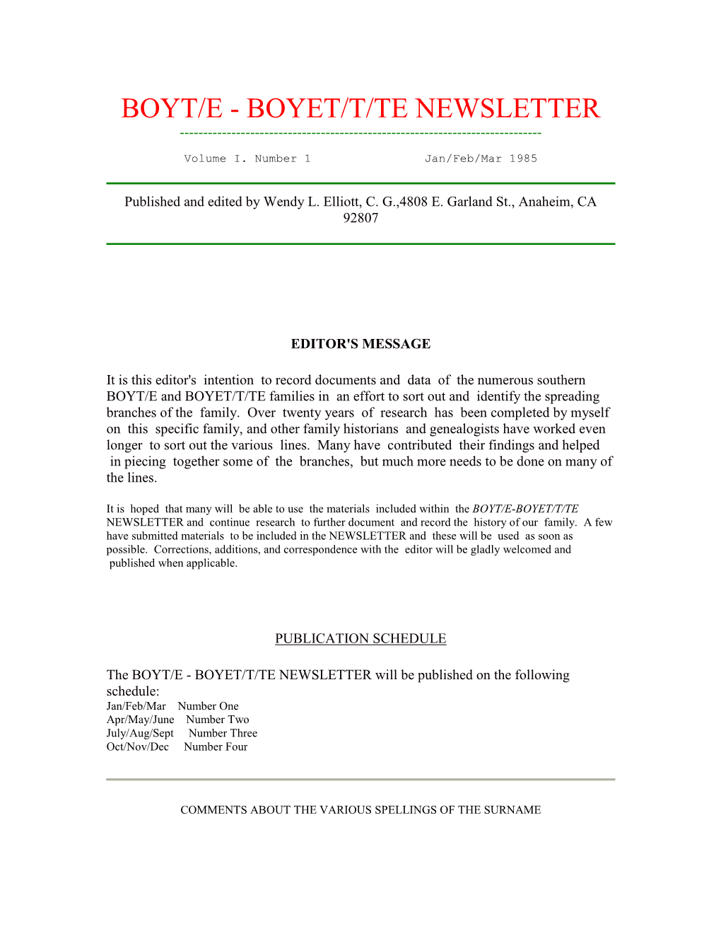 Boyt/E - Boyet/T/Te Newsletter