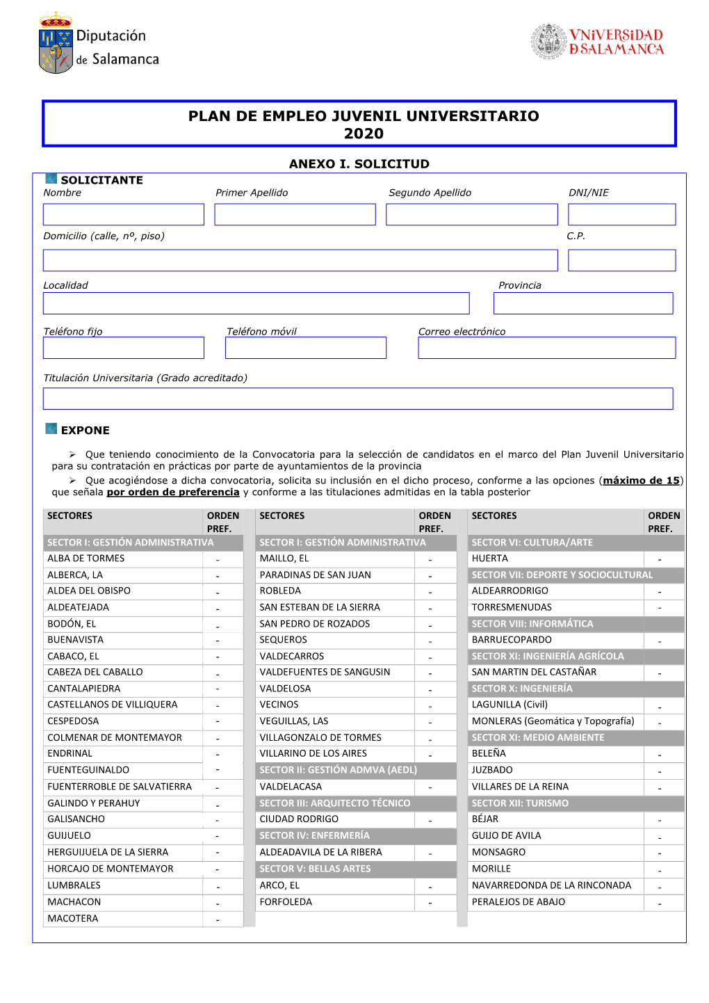 Solicitud Del Plan De Empleo Juvenil Universitario 2020