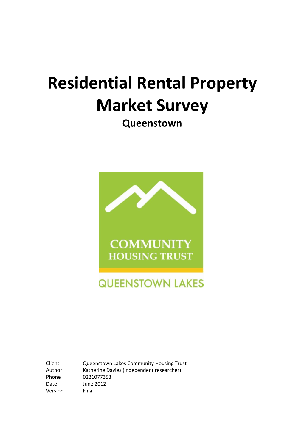 2012 Renter's Survey