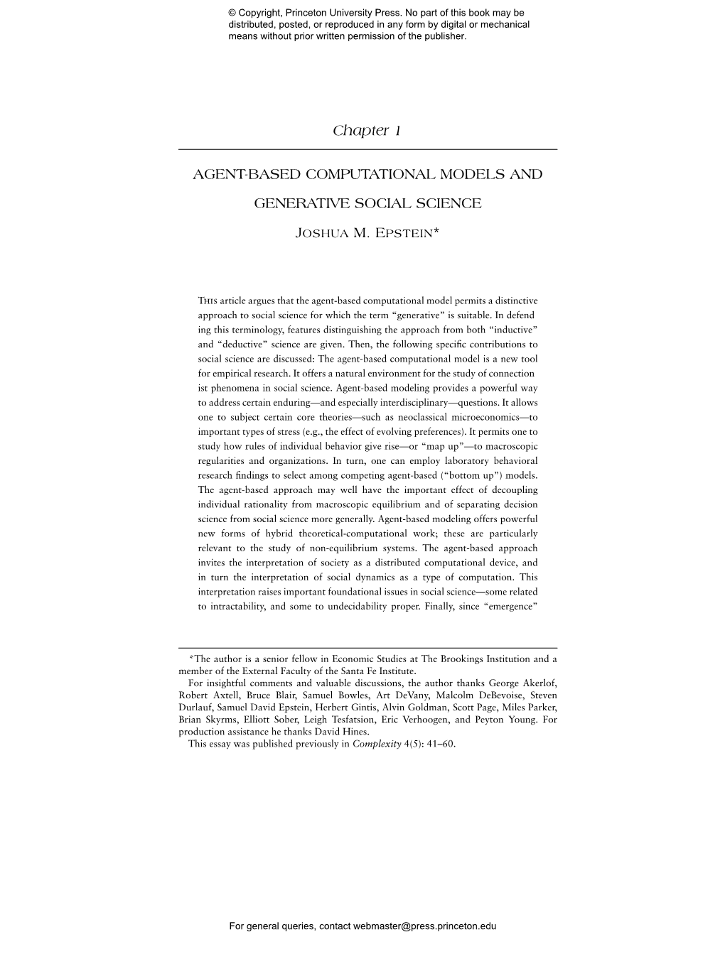 Chapter 1 AGENT-BASED COMPUTATIONAL MODELS AND