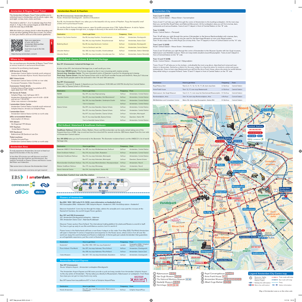 ARTT Map Januari 2020 V2.Indd 1 11/1/19 16:12 Bus 817 Zaanse Schans - Volendam