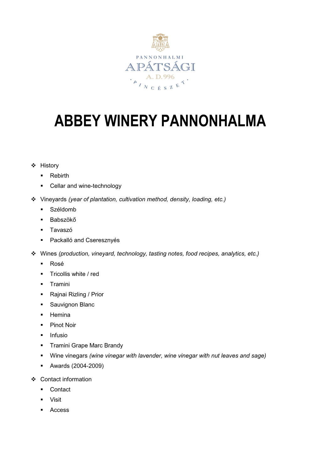 Abbey Winery Pannonhalma