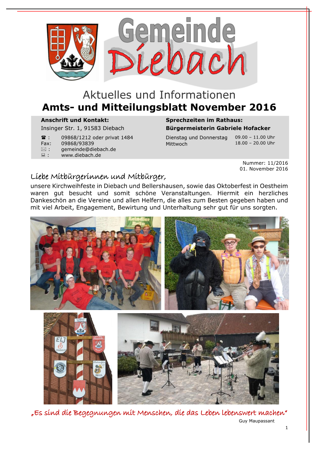 Aktuelles Und Informationen Amts- Und Mitteilungsblatt November 2016