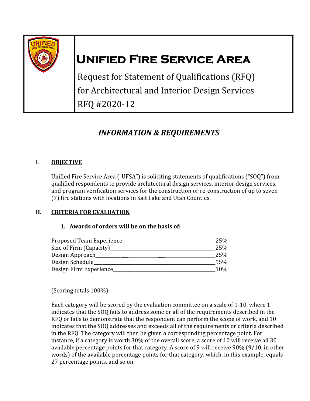 Unified Fire Service Area