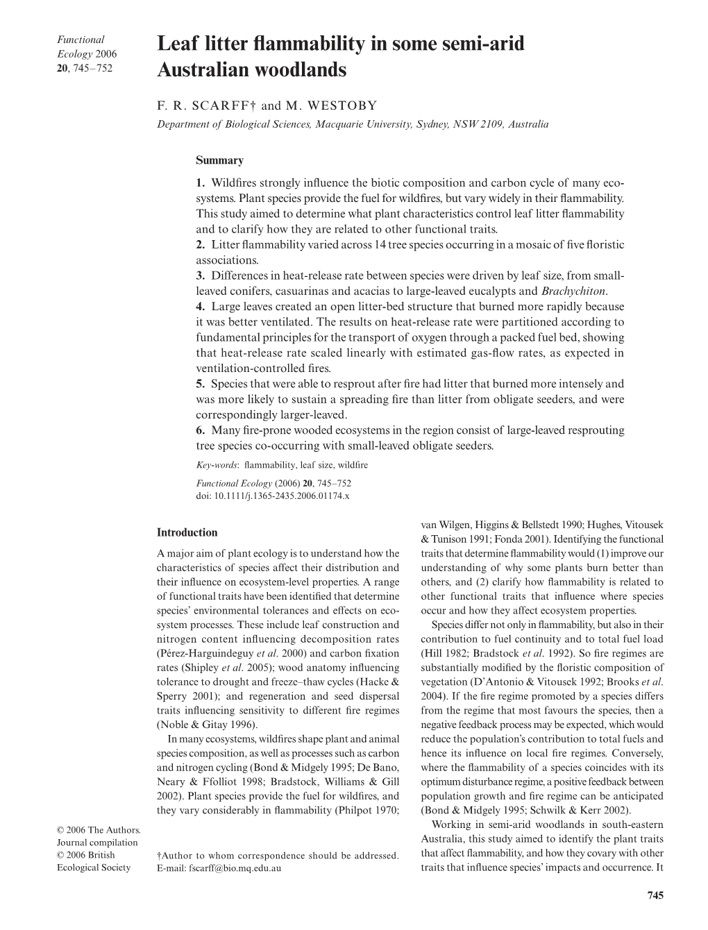 Leaf Litter Flammability in Some Semi-Arid Australian Woodlands