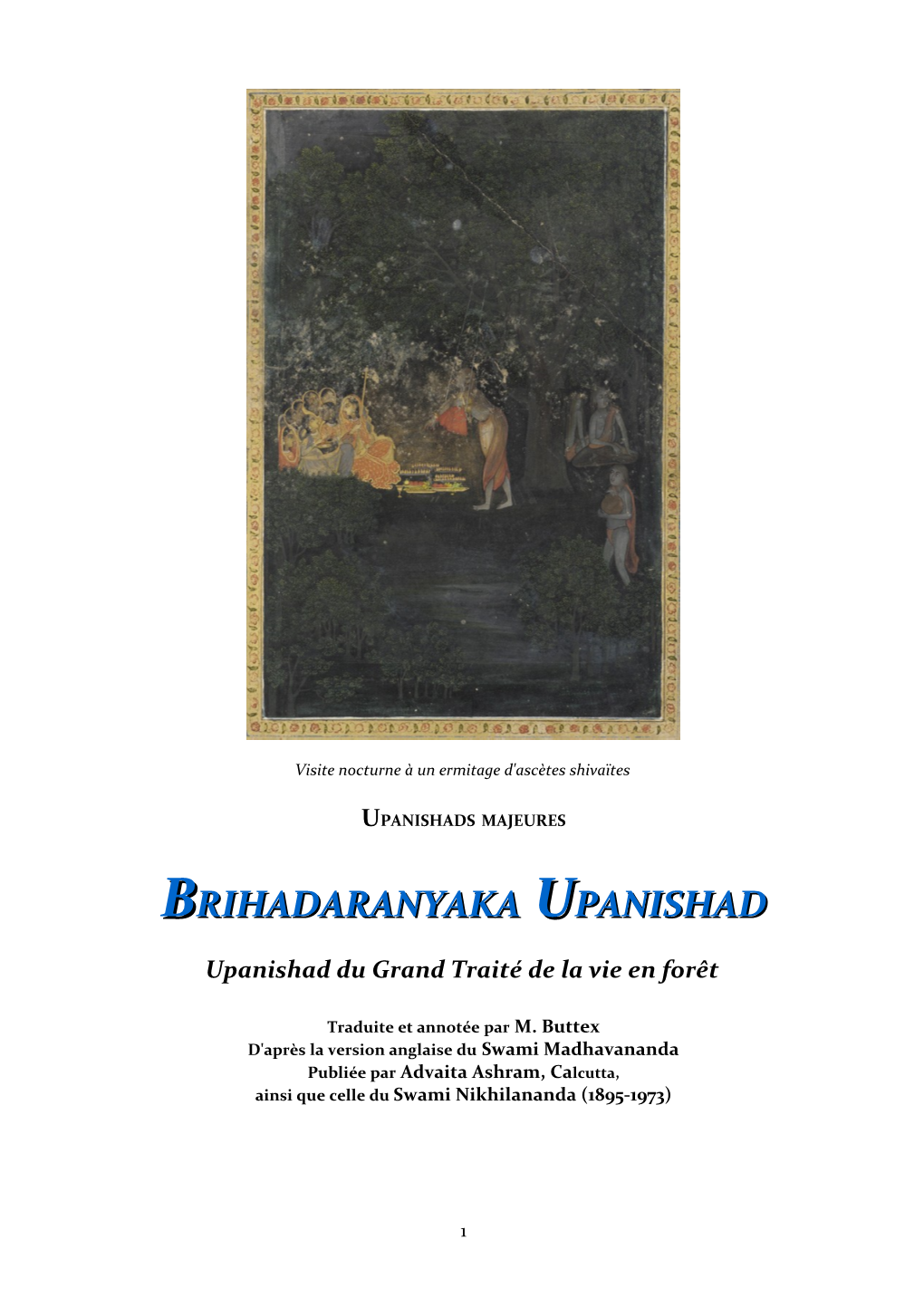 Brihadaranyaka Upanishad by Swami Krishnananda, Dont La Version PDF Est Disponible Sur